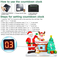 2,4 m Weihnachts-Aufblasbare LED-Countdown-Uhr für Außendekoration mit Schneemann, Weihnachtsmann, Rentier und Weihnachtsbaum