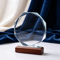 Plaque de récompense en verre octogonal de style sportif, écologique, en cristal transparent gravé au laser avec logo personnalisé