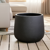 Grand pot à fleurs en ciment noir à pois blancs, rond, écologique, pour jardin extérieur, sol, décoration intérieure