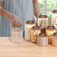 Couvercle en bois moderne à succès avec joint en silicone, polyvalent et écologique pour bocaux (farine, céréales, grains de café)