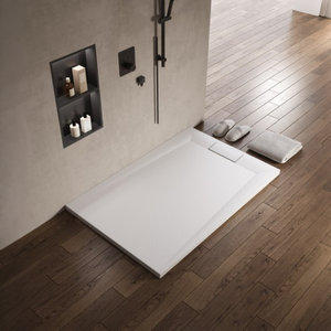 Base de <span class=keywords><strong>Ducha</strong></span> de Mármol Cultivado con Drenaje Lateral, Certificación CE RoHS, Borde Antideslizante, Diseño Moderno, Color Blanco para Baño - Product Image 4
