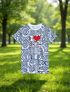 T-shirt in cotone con stampa geometrica, girocollo, vestibilità regolare, unisex, manica corta, I Love My Cougar Girlfriend, camicia casual estiva - Product Image 2