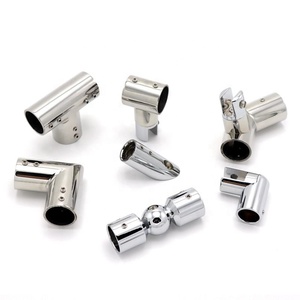 Phòng Tắm Thanh Tròn Cửa Kính 19 / 25 Mm Brass Hoặc Thép Không Gỉ 304 Có Thể Điều Chỉnh Vuông Ống Góc Kẹp Clip Kết Nối - Product Image 1