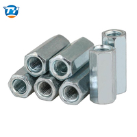 Écrou de raccord hexagonal long en acier au carbone galvanisé et acier inoxydable 304, connecteur de tige filetée pour support de canal de profilé et de tuyau
