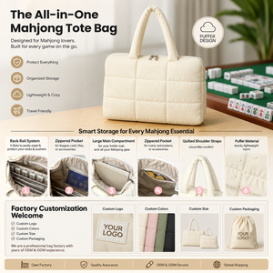 Fermeture éclair pour supports de mahjong - Sac fourre-tout matelassé pliable en polyester imperméable, durable et léger - Product Image 1