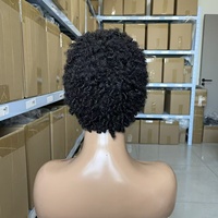 Perruque courte élégante pour femme, style pixie, cheveux brésiliens noirs naturels, boucles spirales, sans colle, densité 180%, qualité 12A