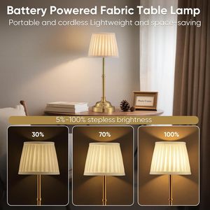 Modern Gold Dimmable Dining <b>Table</b> Atmosphere Night Light Bedside <b>Rechargeable</b> Fabric Cordless Led <b>Table</b> <b>Lamp</b> - Product Image 4