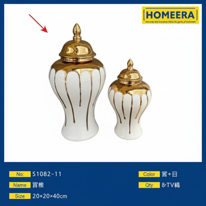 Commercio all'ingrosso nordico fatto a mano in ceramica vaso oro e bianco 20x20x42cm stile Art déco decorazione da tavolo 6 pezzi Per scatola - Product Image 1