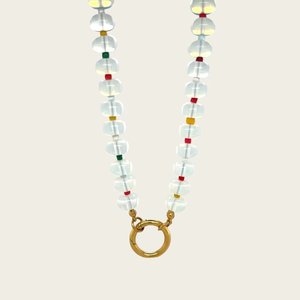 Collana alla Moda Antiallergica Placcata Oro 18k con Chiusura a Scatto Rotonda e Ciondolo con Perline in Pietra Oceanica - Product Image 4