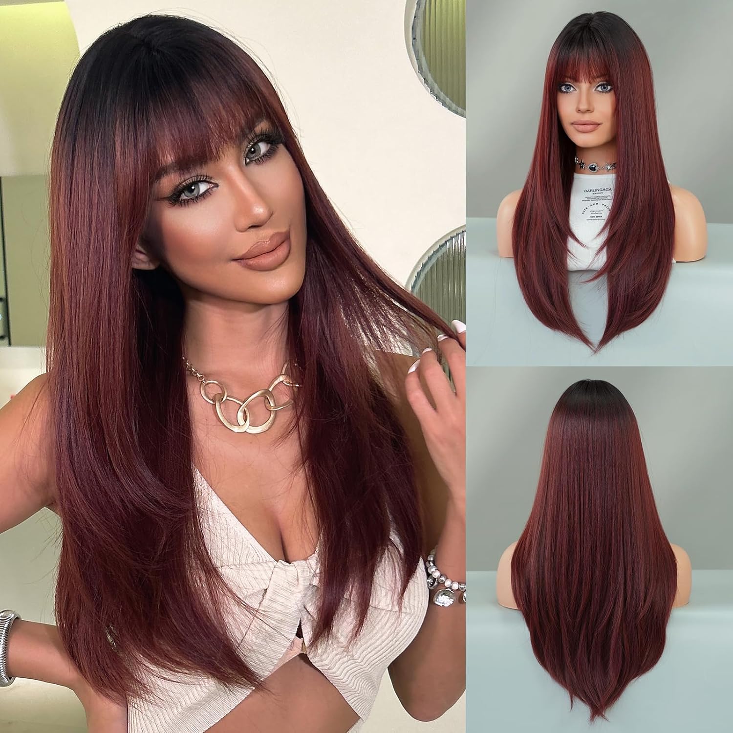 Ombre red wig