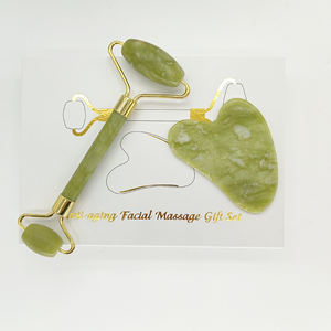 Vente en gros d'usine : Rouleau de massage facial en quartz rose et Gua Sha, ensemble de rouleaux de massage en jade et Gua Sha - Product Image 2