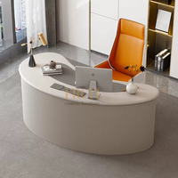 Bureau debout en forme de L en bois gris de luxe personnalisé bureau de direction de directeur naturel pour immeuble de bureaux