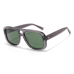 High Quality Vintage Trendy Fashionable Premium Light Weight UV400 Polarized <b>Sunglasses</b> <b>Square</b> Acetate <b>Frame</b> White Clear Green - Product Image 5