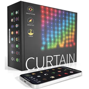 400 דפוסי LED וטקסט לתכנות מוסיקה סנכרון חכם LED אורות וילון מחרוזת עם אפליקציה ושלט מרחוק