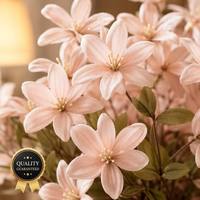 Bunga Clematis Sutra Buatan Realistis Multi-Warna dalam Pot Kecil untuk Dekorasi Meja Rumah Kantor Pernikahan Gaya Nordik.