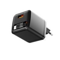 Pengisi Daya Cepat 20W QC3.0 PD3.0 Tipe-C dengan Kabel Retractable untuk Ponsel & Laptop Proteksi OTP/OVP Pengisi Daya Gan A+C
