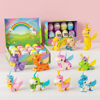 Créez votre ensemble d'œufs surprise à construire en blocs Licorne, 10 pièces, figurine Pégase en briques, boîte mystère, cadeau de Pâques à faire soi-même