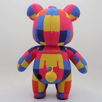 Costume de mascotte gonflable ours patchwork coloré pour adulte, tenue de dessin animé pour défilé de carnaval et promotion d'événements