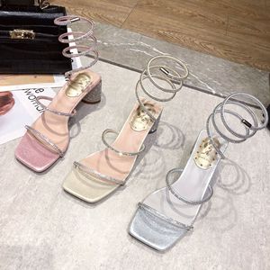 Sandales à talon de 7 cm avec strass pour femme, de marque, à lanières cheville - Product Image 3