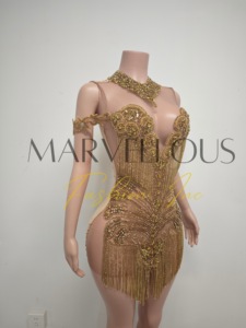 MF ชุดเดรสปาร์ตี้คลับประดับพลอยเทียมคริสตัลสีทองสำหรับผู้หญิงเดรสวันเกิดน่ารักระดับชั้นสูงสำหรับ2025 - Product Image 2