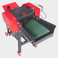 Machine à couper le fourrage automatique 3-en-1 robuste pour fourrage sec/humide, hacheuse de herbe en fer rouge pour l'alimentation des poulets