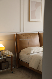 Trung Quốc Mới Nhất Thiết Kế Giường Da Nền Tảng Bọc Đồ Nội Thất Phòng Ngủ Đặt Giá Rẻ Giường Mềm Cho Người - Product Image 4