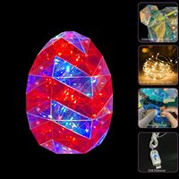 Œuf de Pâques holographique LED décoratif, alimenté par USB, en PET, 8 modes RGB irisés, ornement de table saisonnier pour fêtes et mariages