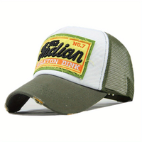 Gorra Trucker Retro con Bordado de 'The Indian', Gorra de Béisbol de Malla Transpirable con Efecto Desgastado