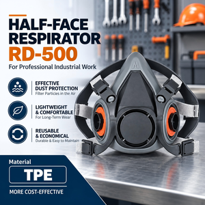 Respirateur demi-masque industriel réutilisable RD-500 avec cartouche filtrante pour vapeurs organiques, pour la protection contre la poussière et les gaz nocifs - Product Image 2