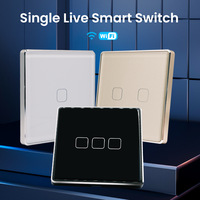 Interrupteur intelligent moderne avec cadre en aluminium et panneau tactile en verre, compatible Wi-Fi, normes UE/Royaume-Uni, OEM/ODM, compatible Alexa et Google Home