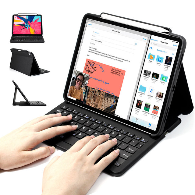 WOWCASE New Integrated Smart Shockproof Waterproof Charging Pencil Holder Multifunction Stand Wireless Keyboard Case for iPad