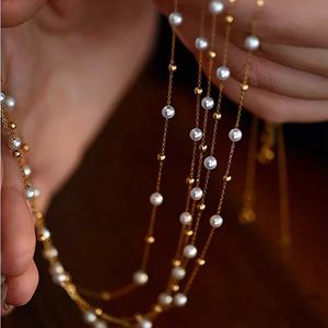 Collar de Perlas de Agua Dulce Naturales Star Shuo, Chapado en Oro de 18K y Plata, Cadena de Clavícula con Diseño de Cielo Estrellado y Bombillas de Luz Intensa - Product Image 4