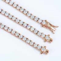Nouveau bracelet chaîne tennis en argent sterling 925 avec diamants VVS et moissanite, plaqué or rose 18 carats, pour hommes et femmes, cadeau tendance