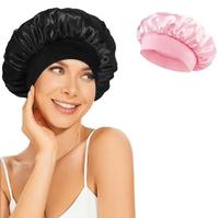 Bonnet de nuit en satin uni JARNIER, doux, avec large bande extensible, bonnet en soie pour cheveux bouclés ou raides, protection capillaire de nuit