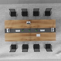 Meja Konferensi Melamin Multi-Fungsi Modern untuk 12 Orang dengan Kaki Aluminium untuk Ruang Rapat Kantor, Rumah Sakit, dan Penggunaan Komersial