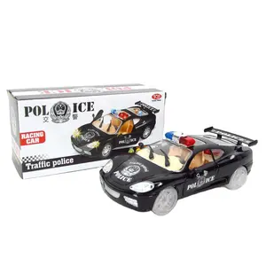 金明儿童塑料电动万能警车玩具交通警车手动开门带灯车