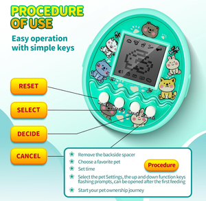 Jouet éducatif interactif en plastique, design de dessin animé, machine de jeu électronique portable pour animaux de compagnie, porte-clés, Tamagotchi - Product Image 4
