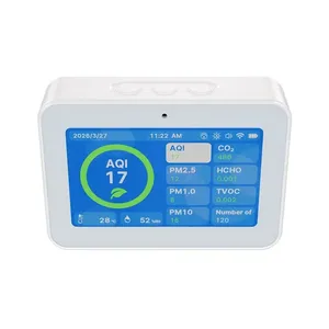 Testeur de qualité de l'air intérieur avec écran TFT-LCD 5 pouces, modèle AQ49, pour CO2, TVOC, PM2.5, PM10, HCHO, température, humidité, AQI, heure, USB, précision 0.01 - Product Image 5