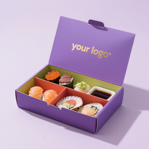 Custom Logo Japanese Food Grade Container Takeout Sushi Packaging Paper Divider Box Food Container Bento to Go Box - Product Image 3