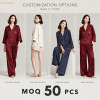 Ensemble deux pièces pour femmes en satin bordeaux, imprimé étoiles, col en V, pyjama, vêtements de détente, fabrication sur mesure, étiquette privée OEM