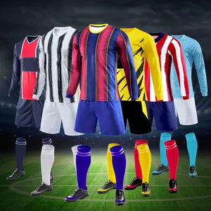 Setelan Pakaian Sepak Bola Musim Dingin Pria, Setelan Seragam Tim Jersey Jersey Messi Lengan Panjang Logo Khusus
