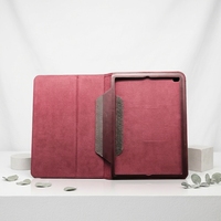 Étui de protection pour tablette en cuir de vache véritable Aarons, avec fonction support, design personnalisé, doublure premium et gravure gratuite