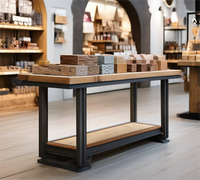 Table de présentation portable des produits en promotion personnalisée Table de présentation pliable Présentoir à pain en bois et métal pour comptoir de table