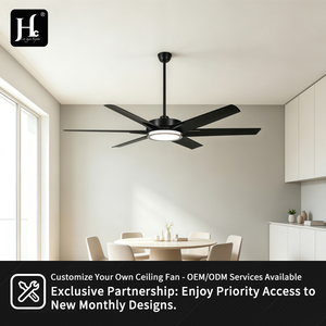 Black LED Ceiling Fan With Light 42/52 Inch 6 Blade Remote Control Modern <b>Home</b> Ceiling Ventilator - Product Image 2