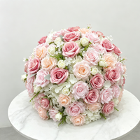 Boule de roses artificielles en PU rose, fausse fleur à tenir à la main, centre de table, décoration de cérémonie de mariage écologique