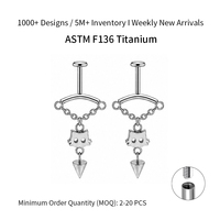 Piercing en Titane de Grade Implantaire ASTM F136 à Filetage Interne pour Labret, Hélix, Tragus, Lèvre - Bijoux de Piercing Corporel de Haute Qualité
