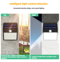 Lampe murale solaire extérieure à LED 158/128/208 avec détecteur de mouvement sans fil, éclairage de sécurité IP65 pour jardin, batterie incluse, alimentation CC