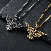Nouveau Collier PVD en Acier Inoxydable 316 pour Homme, Pendentif Aigle à Double Tête Style Punk Vintage, Bijoux de Mode, Breloques en Gros pour DIY