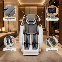 Fauteuil de massage chauffant Shiatsu 3D de luxe avec écran tactile TFT et fonction de grattage des mollets pour la relaxation à domicile des personnes âgées