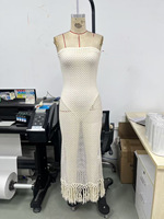 Nouvelle Robe Longue Tricotée Femme Été 2026 – Style Urbain, Maille Patchwork, Couleur Unie, Épaules Dénudées, Idéale Vacances et Plage